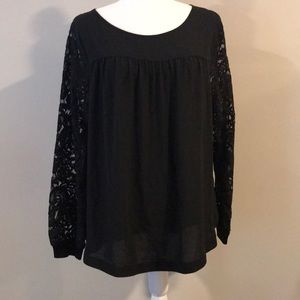 Black Loft Lace Sleeve Blouse